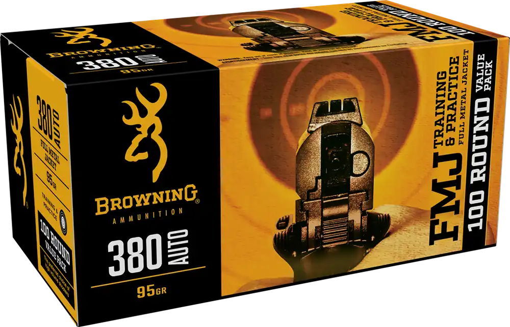 Browning Ammo 380ACP 95gr FMJ Value Pack - 100 Rounds per Box