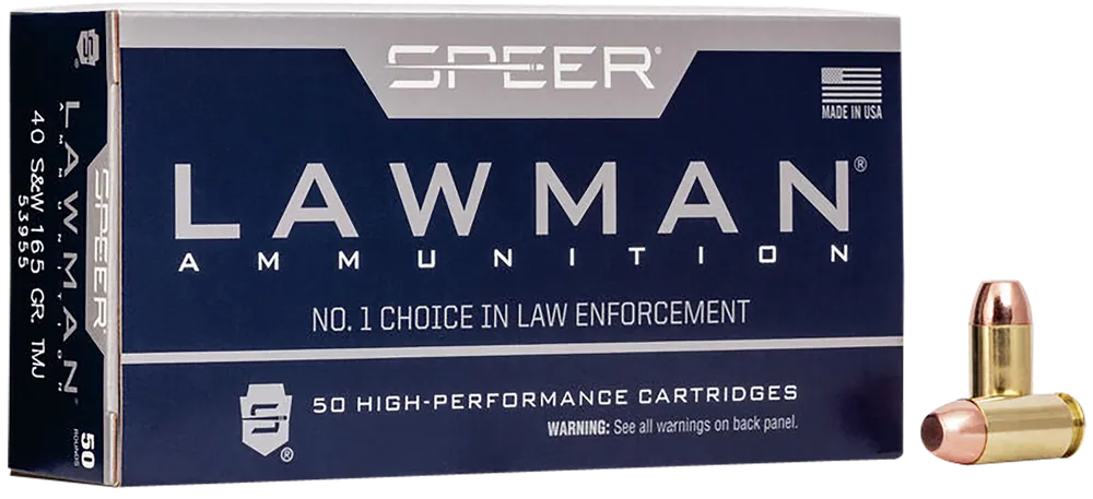 Speer Lawman .40 S&W 165gr TMJ FN Ammo - 50 Rounds/Box, 20 Boxes/Case