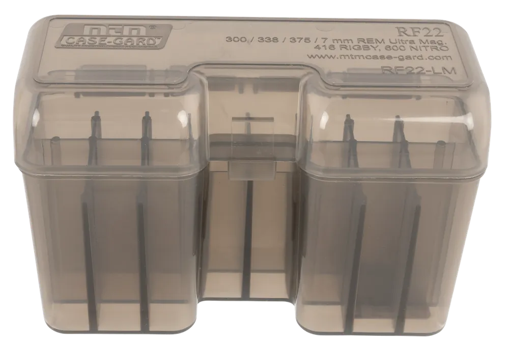 MTM Case-Gard RF22SM41 22-Round Multi-Caliber Rifle Ammo Box - Clear Smoke