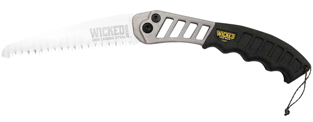 Wicked Tree Gear WTG001 Folding Hand Saw with 7" High Carbon Steel Blade and Black Overmolded Aluminum Handle