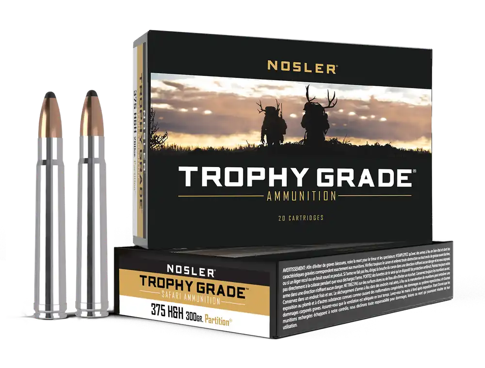 Nosler Trophy Grade Safari .375 H&H Mag 300gr Spitzer Partition - 20 Rounds