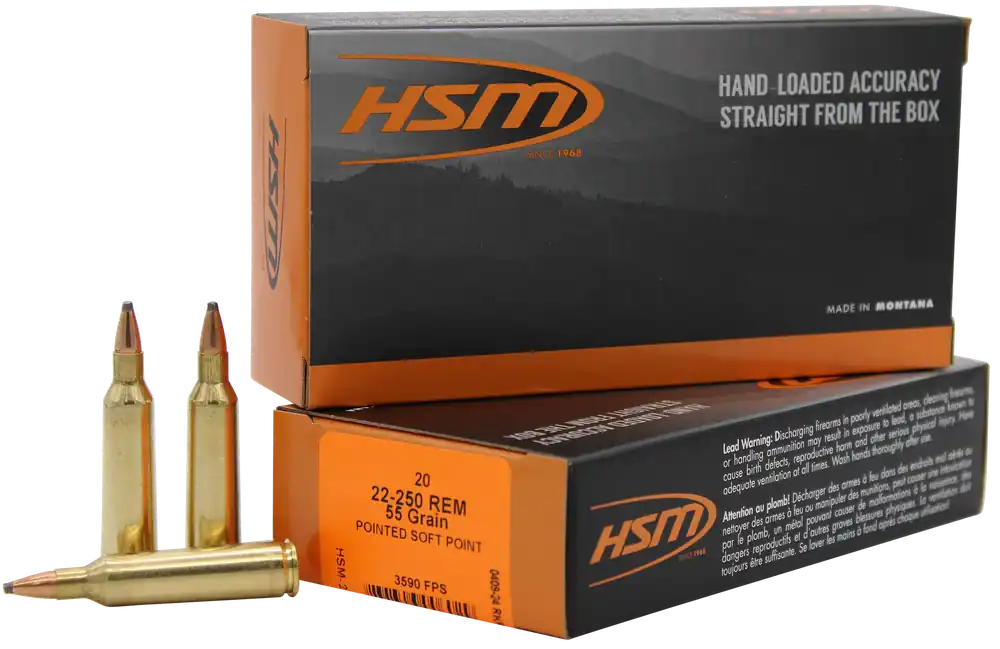 HSM 222504N Varmint 22-250 Rem 55gr SP 20/Box 25/Case