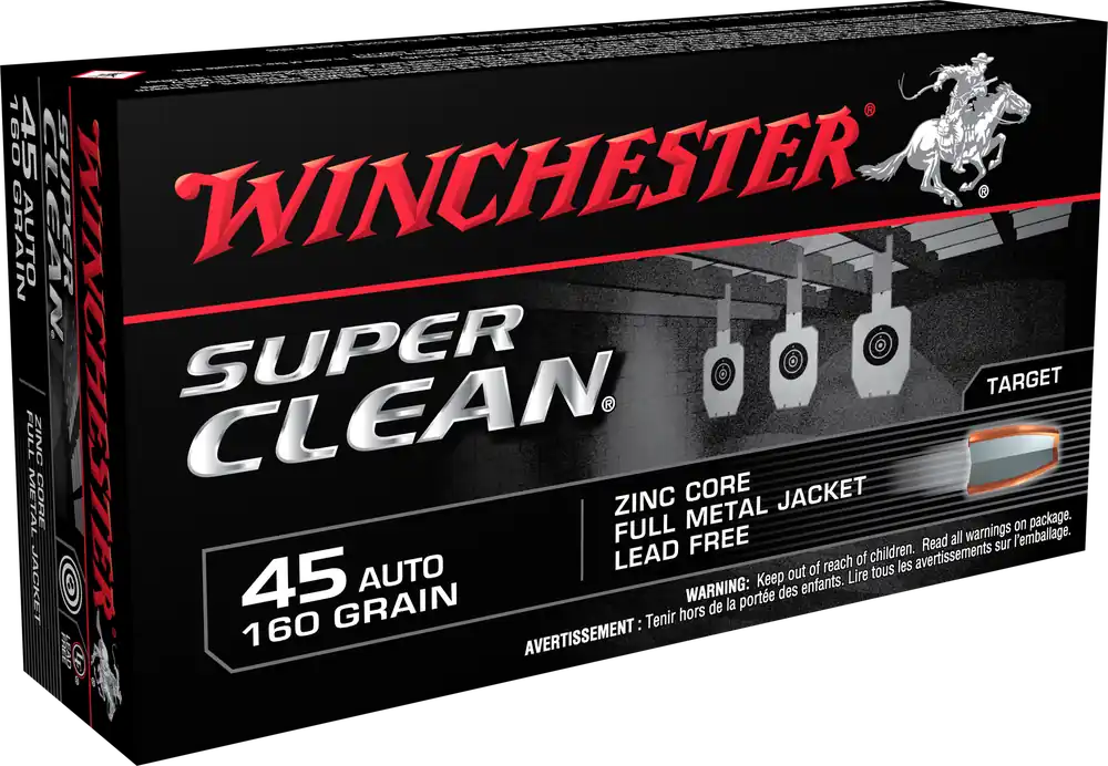 Winchester Super Clean 45ACP 160gr Lead-Free FMJ Ammo - 50 Rounds