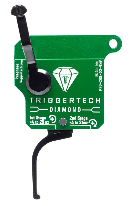 TriggerTech Diamond Two-Stage Trigger for Remington 700 - 0.50-2.80 lbs Draw Weight, Green/Black Finish