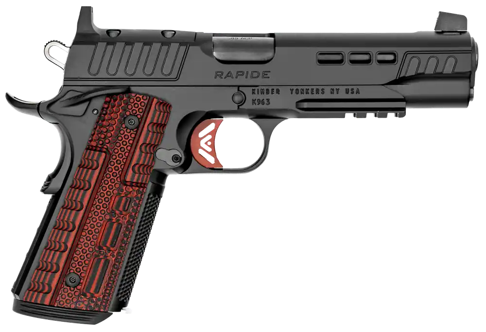 Kimber Rapide Heat 9mm Luger Pistol - Black DLC, Optic Ready, Red G10 Grip