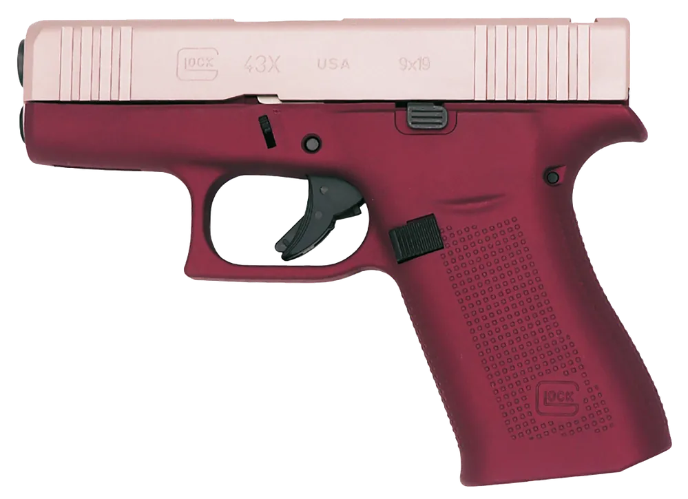 Glock G43X MOS 9mm Sub-Compact Pistol with Pink Cerakote and Picatinny Rail