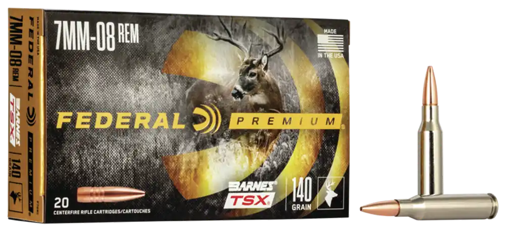 Federal Premium 7mm-08 Rem 140gr Barnes TSX Ammunition - 20 Rounds Per Box, 10 Boxes Per Case