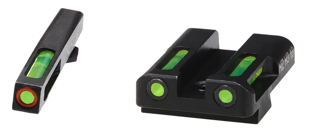 HiViz GLN525 LiteWave H3 Glock Sight Set - Green Tritium Orange Front, Green Fiber Optic Rear