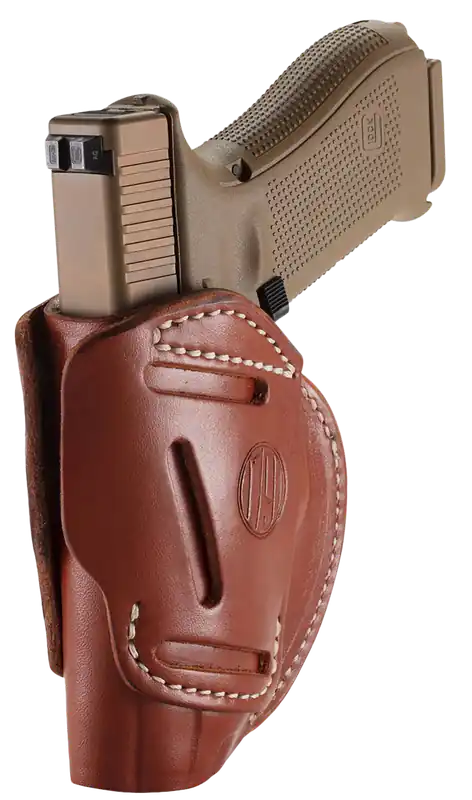 Versatile 1791 Gunleather 3-Way Holster for Glock, Springfield, S&W, HK - Classic Brown Leather