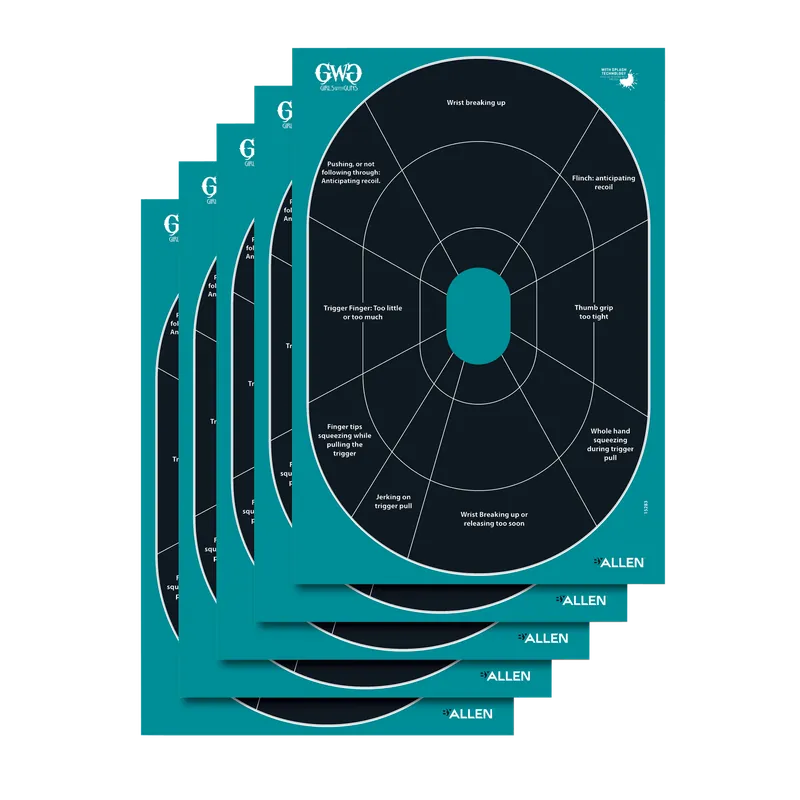 Girls With Guns Self-Adhesive Paper Pack - Black/Teal Oval 12"x18" (5 Pack)