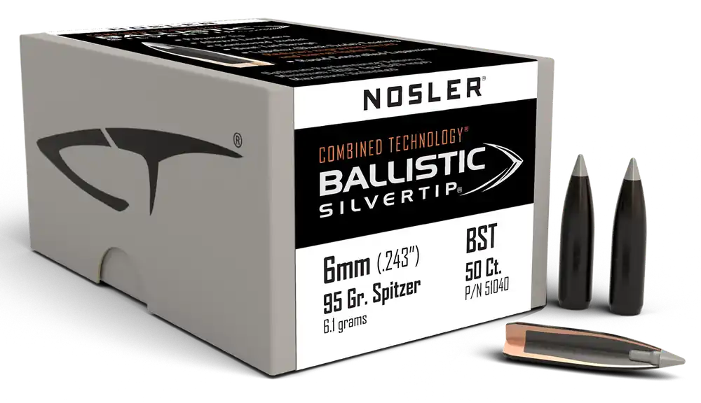 Nosler Ballistic Silvertip 6mm 95gr Spitzer 50ct Box