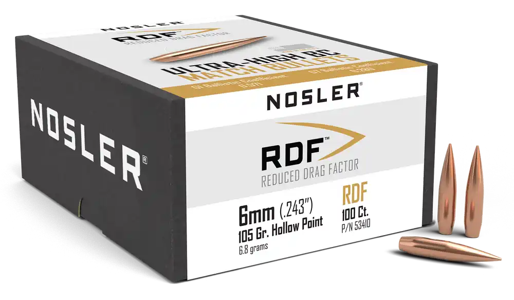 Nosler RDF Match 6mm 105gr HPBT Bullets - 100 Count Box