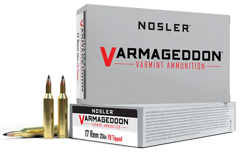 Nosler Varmageddon 17Rem 20gr FBT Ammunition - 20 Rounds per Box
