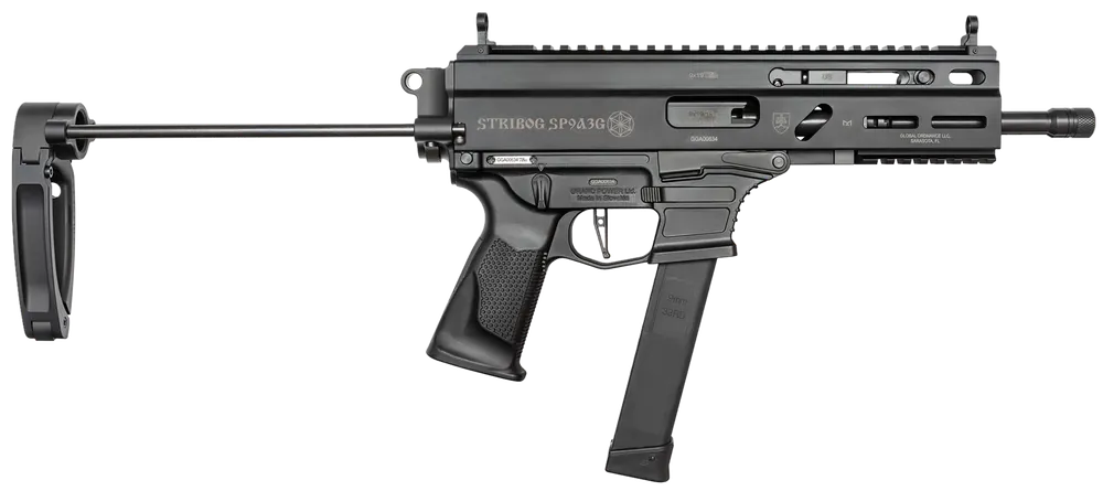 Grand Power Stribog SP9A3G 9mm PDW with Tailhook Brace - 8" Black