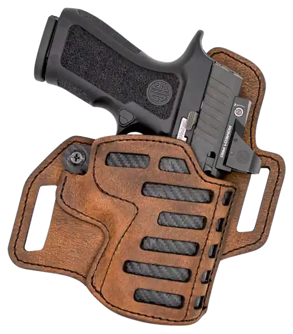 Versacarry C22142 Compound OWB Size 04 Brown Leather Belt Slide Holster