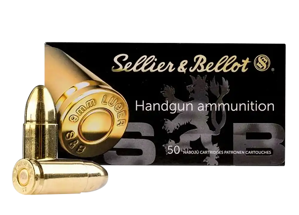 Sellier & Bellot 9mm Luger 124gr FMJ Ammo - 50 Rounds per Box