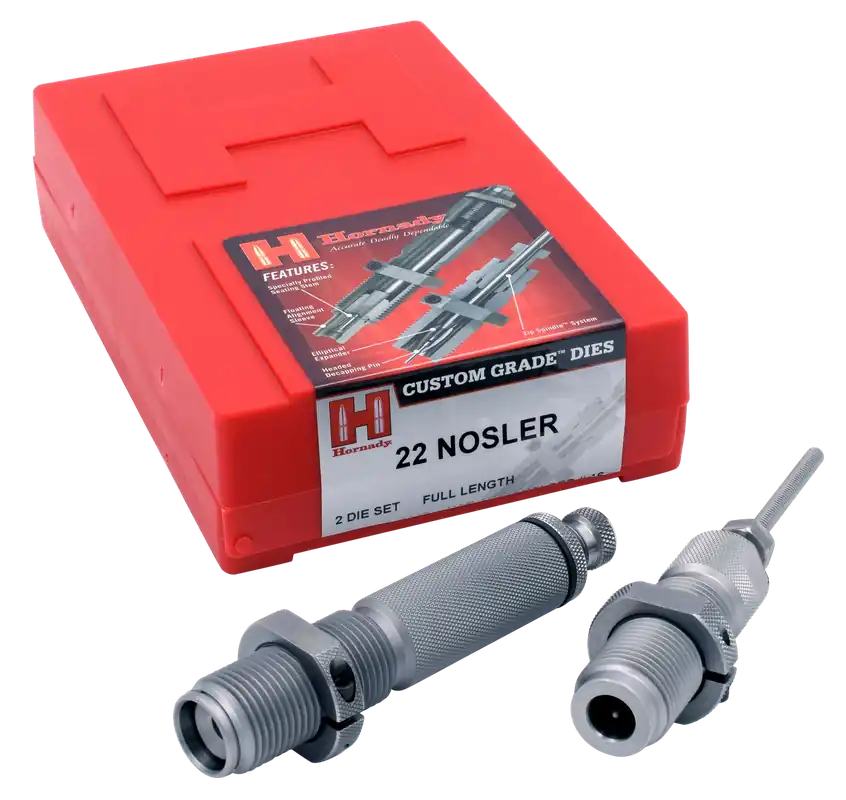 Hornady Custom Grade Series III 2-Die Set for 22 Nosler - Sizing & Seater Included
