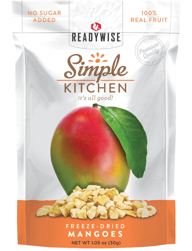 ReadyWise Simple Kitchen Freeze-Dried Mango Pouches - 6 Pack