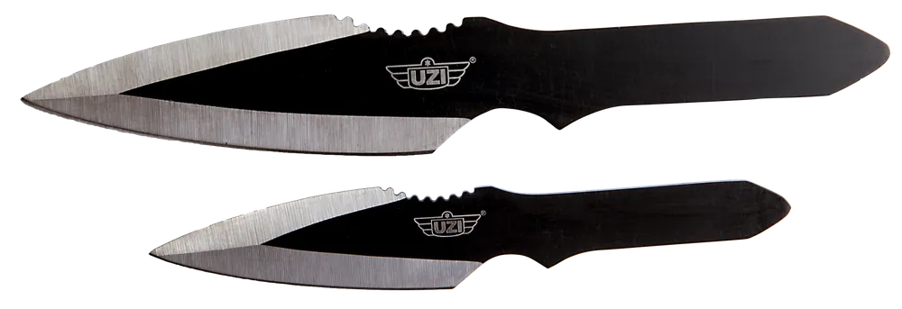 Uzi Accessories UZKTRW002 Throwing Knives with Fixed Spear Point and Black Stainless Steel Blade and Handle