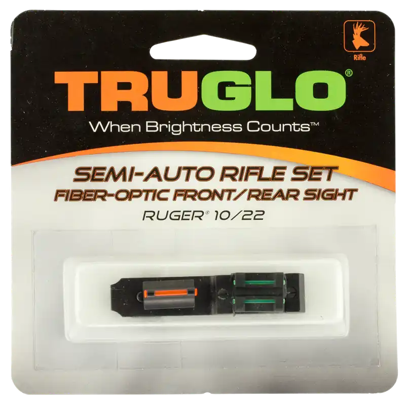 TruGlo TG111W Fiber Optic Sight Set for Ruger 10/22 - Black, Red Front, Green Rear (Excludes Takedown)