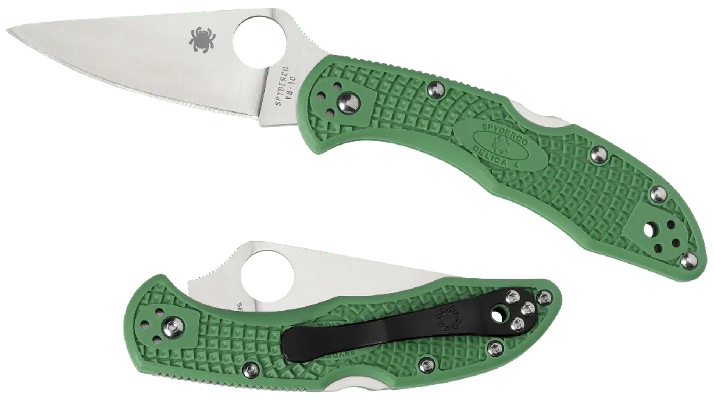 Spyderco Delica 4 Lightweight Folding Knife with Green FRN Handle and VG-10 Blade