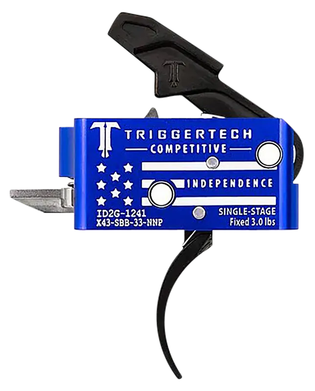 TriggerTech X43SBB33NNC Pro Curved Two-Stage Trigger for AR-15 with Blue & White Flag Housing