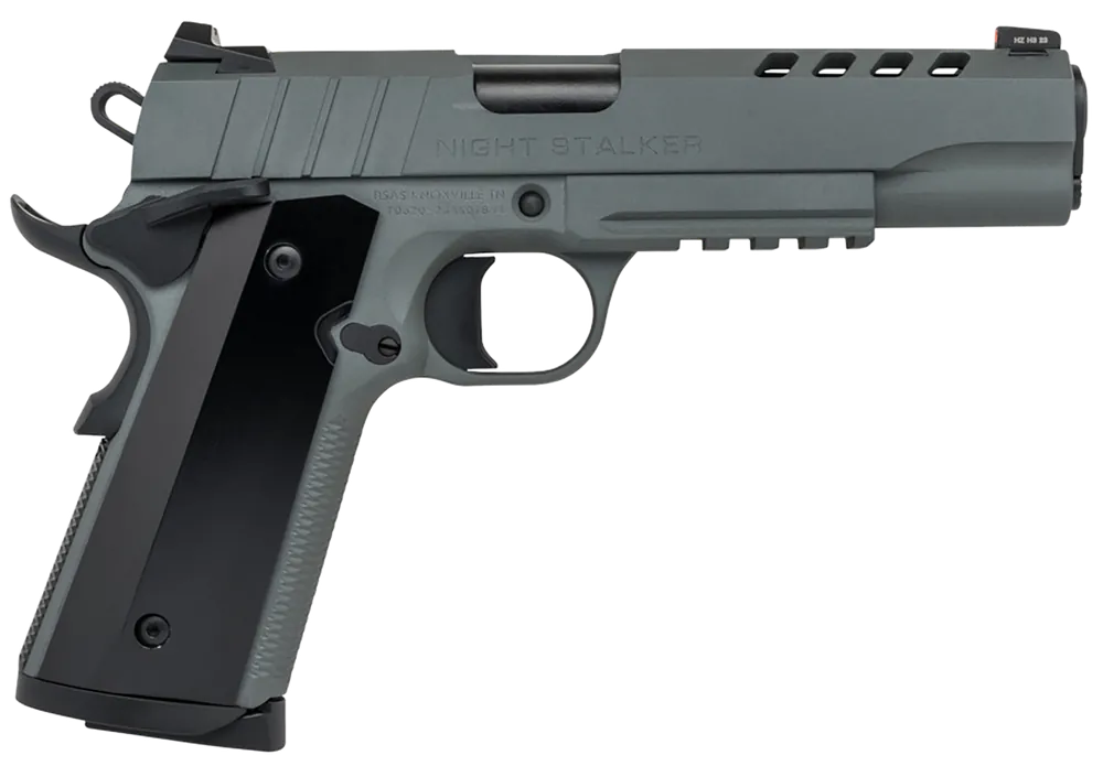 Tisas 1911 Night Stalker 9mm Full Size Pistol with Platinum Grey Cerakote and Picatinny Rail