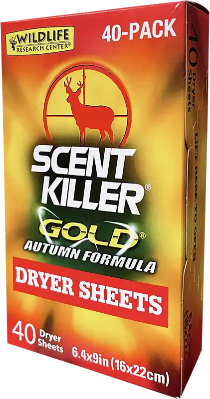 Scent Killer Gold Autumn Dryer Sheets: 40-Pack Odor Eliminator for Wildlife Research