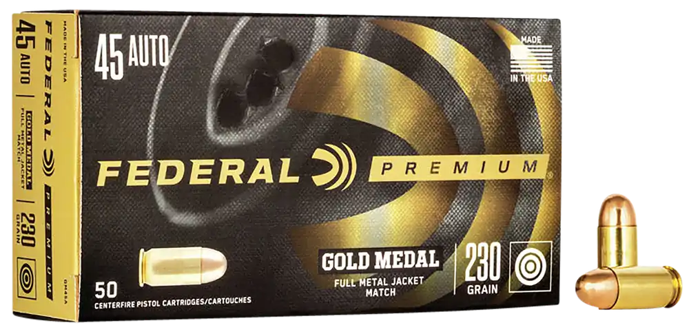 Federal GM45A Premium Gold Medal .45 ACP 230gr FMJ - 50 Rounds/Box, 20 Boxes/Case