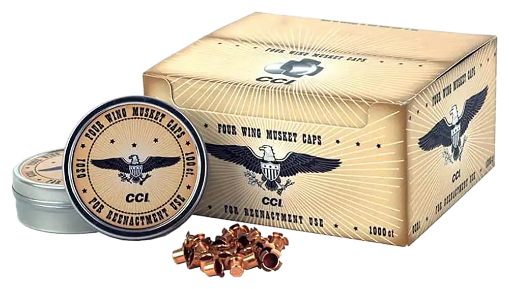 CCI 301 Four Wing Musket Caps - Brass, 1000 Count, 5-Case Pack