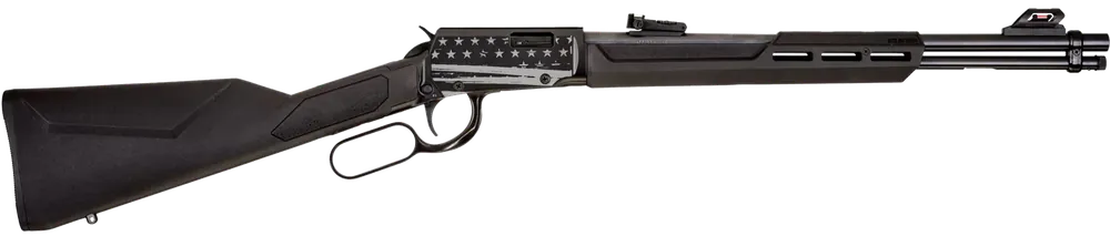 Rossi RL22181SYEN21 Rio Bravo .22 LR Rifle with Black Engraved US Flag Receiver and Synthetic Stock