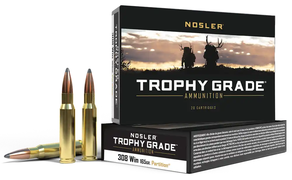Nosler 60053 Trophy Grade .308 Win 165 gr Spitzer Partition Ammo - 20 Rounds per Box