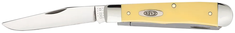 Case 00161 Trapper Folding Knife with Chrome Vanadium Steel Blades and Yellow Synthetic Handle