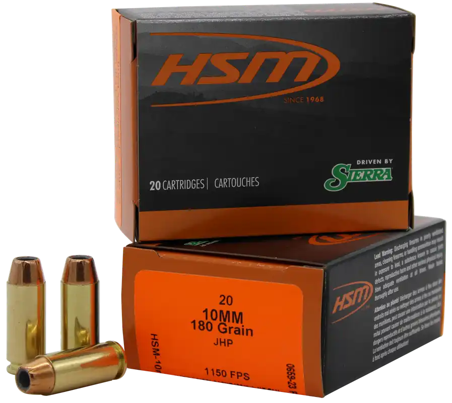 HSM 10mm Auto 180gr JHP Pro Pistol Ammo - 20 Rounds per Box