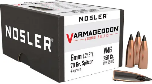 Nosler 6mm .243 70GR Varmageddon Tipped Bullets - 250 Count