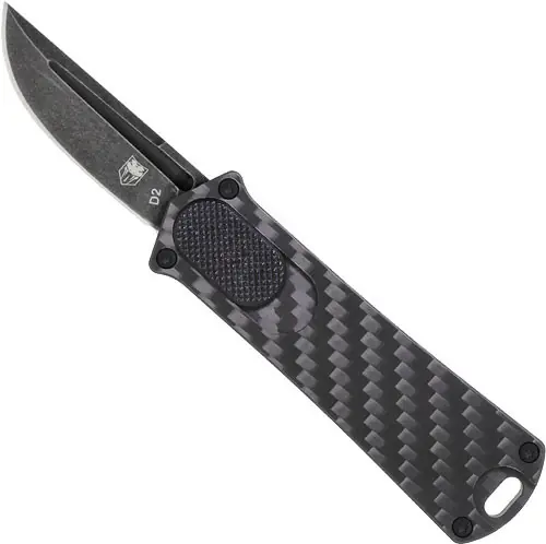 Carbon Fiber Black 1.75" D2 OTF Knife - DPCOBRATEC California 952