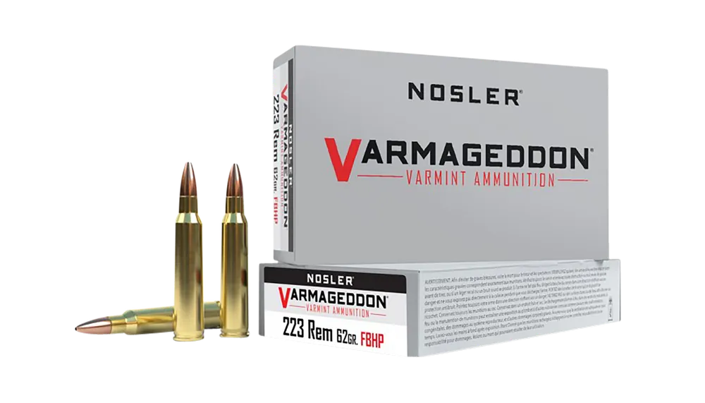 Nosler Varmageddon .223 Rem 62gr FBHP Ammo - 20 Rounds per Box