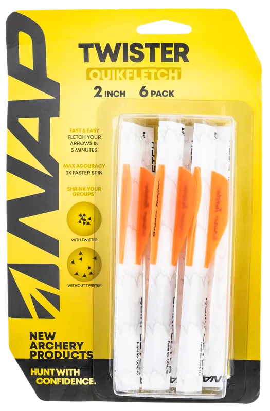NAP Quickfletch Twister White/Orange 6 Pack - Model NAP60637
