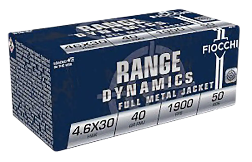 Fiocchi 46EXA Range Dynamics 4.6x30mm H&K 40gr FMJ 50 Rounds/20 Cases