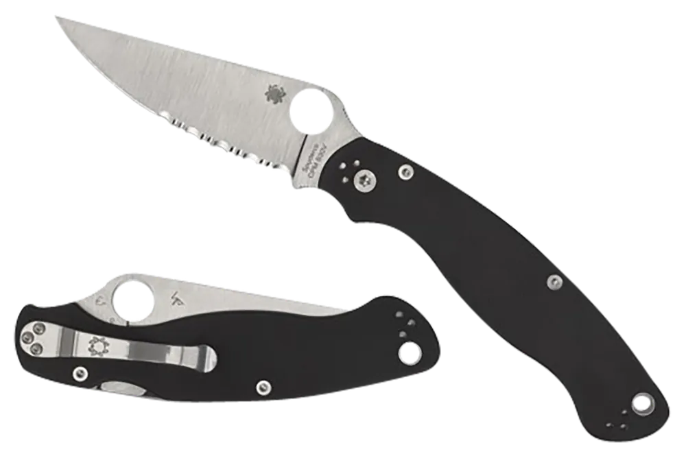 Spyderco Military 2 Folding Knife with 4" Stonewashed CPM S30V Blade and Black G10 Handle