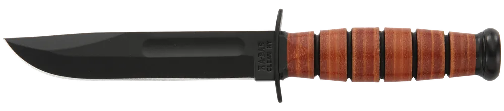 Ka-Bar 1250 Short USMC Knife with Leather Handle and Sheath