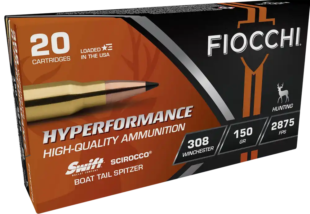 Fiocchi Hyperformance .308 Win 150gr Swift Scirocco II Bonded Ammo - 20 Rounds