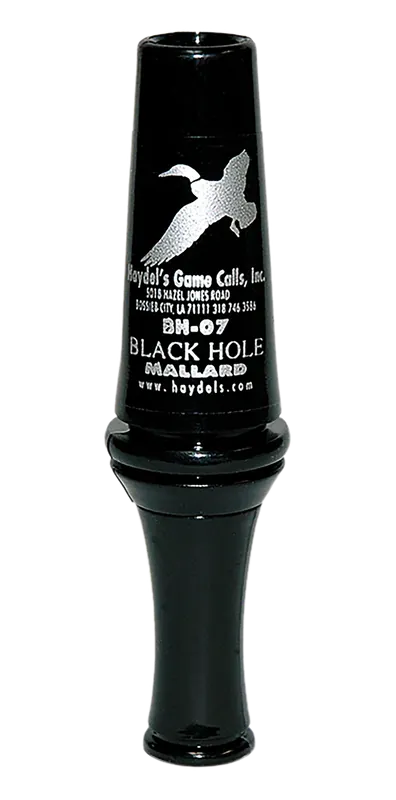 Haydel's BH07 Black Hole Double Reed Duck Call - Black Polycarbonate