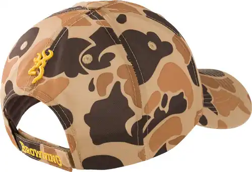 Vintage Tan Camo Velcro Browning Rimfire Cap with Buckmark Logo