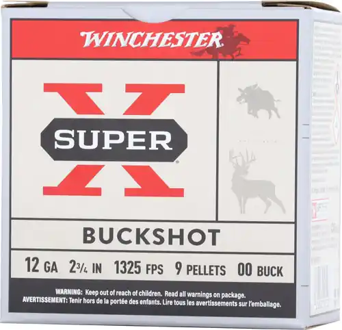 Winchester Super-X 12GA 2.75" 00 Buck 9 Pellets 25 Rounds 10 Boxes/Case