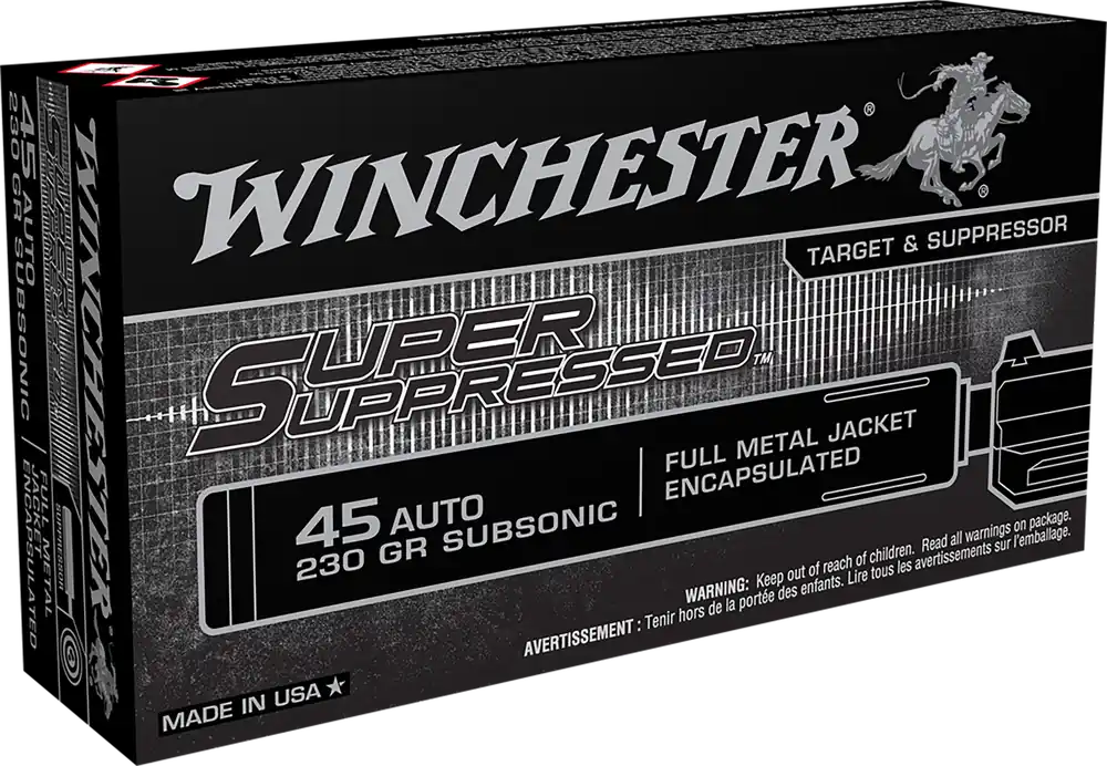 Winchester SUP45 Super Suppressed 45ACP 230gr Subsonic EFJM 50/Box