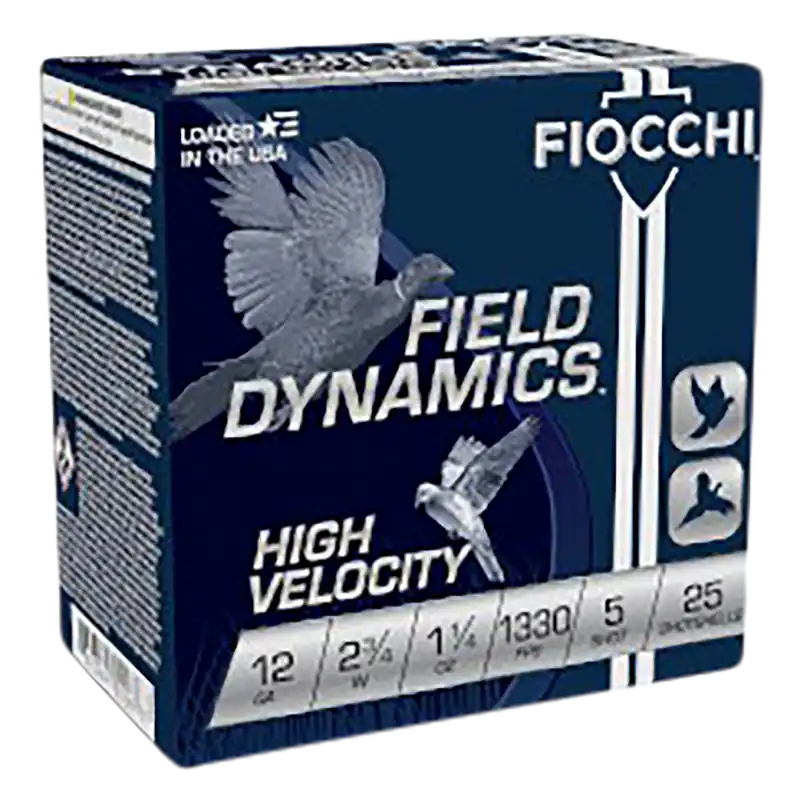 Fiocchi Field Dynamics 12 Gauge High Velocity 5 Shot Ammo - 25 Rounds per Box