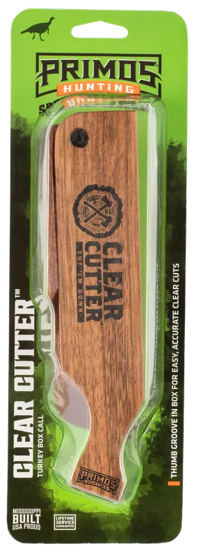 Primos PS244 Clear Cutter Box Call - Turkey Hen Sounds, Mahogany/Walnut Finish