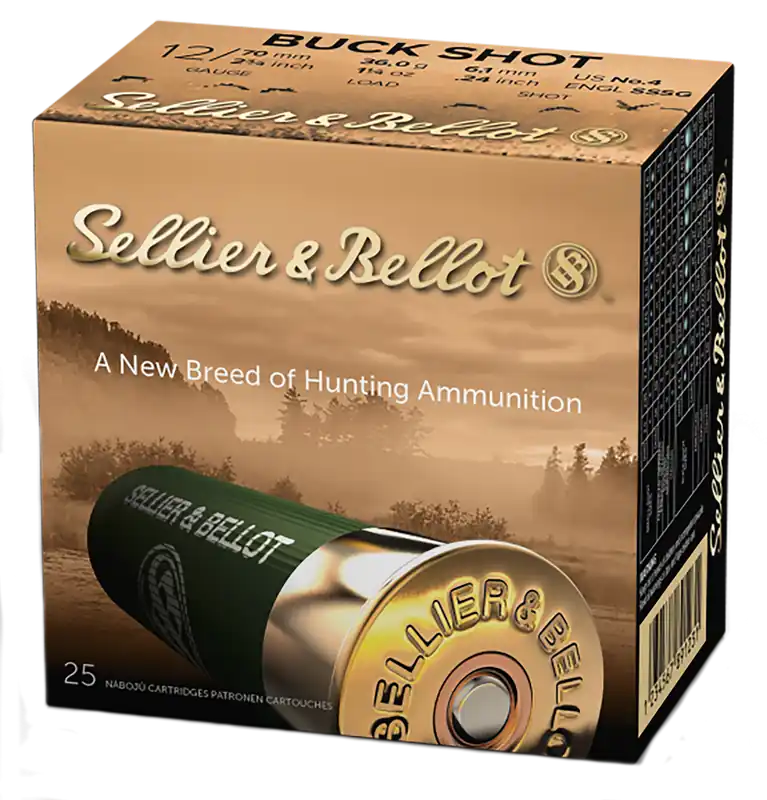 Sellier & Bellot 12 Gauge 4 Buck Shot - 25 Rounds per Box