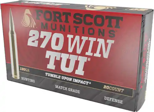 Fort Scott 270 Win 130gr TUI Solid Copper Ammunition - 20 Rounds per Box, 10 Boxes per Case